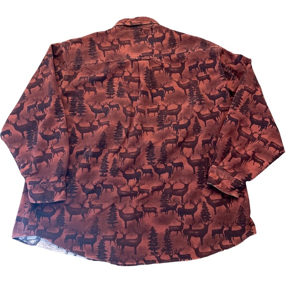 Woolrich Mens Flannel Deer Woods Print Button Down Sz 2XL - Picture 8 of 8